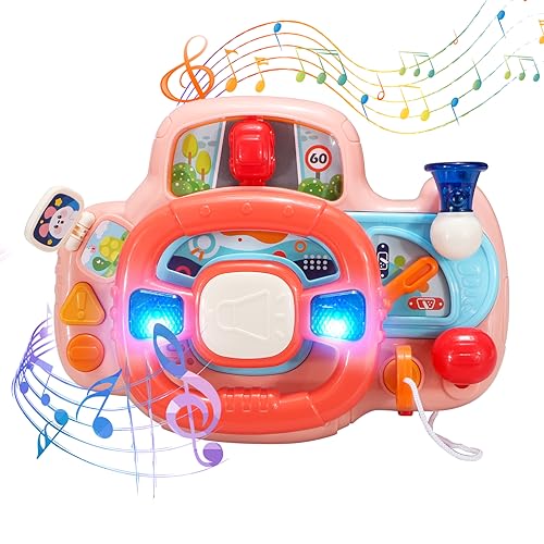 DIQC Sound Toys for 1 Year Old Boys Girls Gifts,Baby Travel Toys,Toy Steering Wheel for Car Seat with Sound and Light,Interactive Early Learning Toys for Toddler 1 2 3 4 Year olds von DIQC
