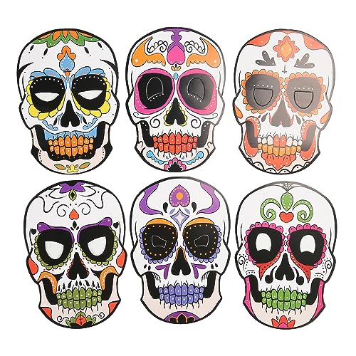 DIRBAK Day of the Dead Maske, 12 pcs Zuckerschädelgesichtsmaske mit Gummiband, lebendige farbige, volle Gesichtsabdeckung für Halloween -Party, Dia de Muertos Celebration, DIRBAK Day of the Dead Maske, 12 pcs Zuckerschädelgesichtsmaske mit Gummiband, lebendige farbige, volle Gesichtsabdeckung für Halloween -Party, Dia de Muertos Celebration, von DIRBAK