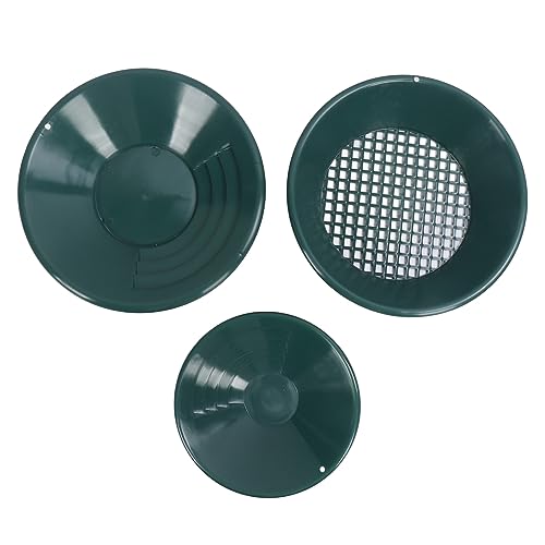 DIRBAK Gold Pension Pan Kit ABS Kunststoff Gold Waschpfanne Hand betrieben runde Goldbagger -Prospektionstools für Mining und Aussicht auf grüne Farbe 3PCS Set von DIRBAK