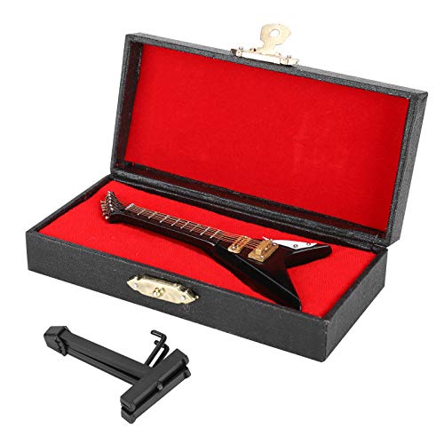 Gitarrendekoration Miniatur -Ornamente v -Form Mini Musikinstrument Model schwarz 10 cm hochwertiges Holzmaterial für Wohnzimmer Schlafzimmerstudium von DIRBAK
