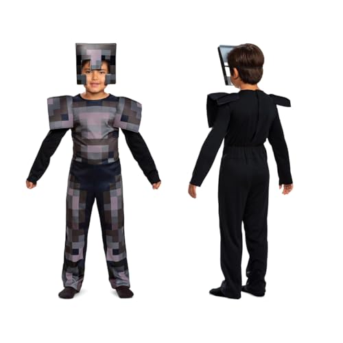 DISGUISE 124349L-15L NETHERITE ARMOR CLASSIC JUMPSUIT Minecraft Dress Up & Accessories, Schwarz, Einheitsgröße von DISGUISE