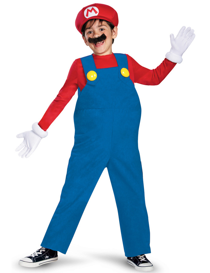 Hochwertiges Super Mario Kinder-Kostüm Lizenzartikel blau-rot von KARNEVAL-MEGASTORE