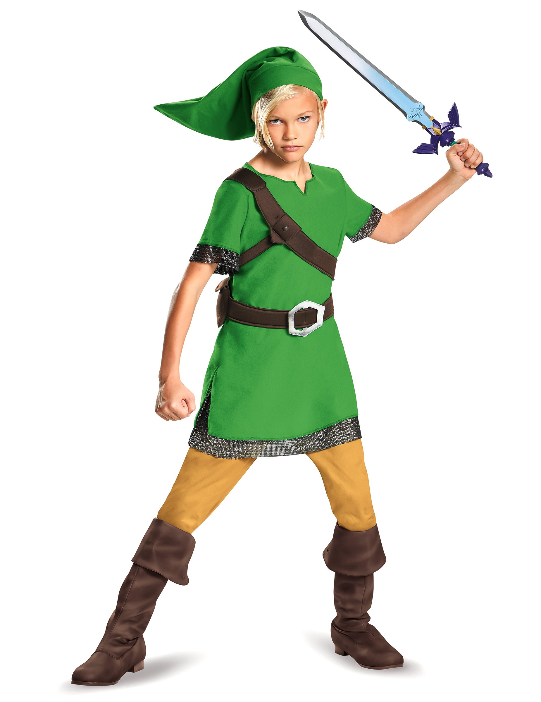 Link-Kostüm für Kinder Zelda-Cosplay Fasching grün-braun von KARNEVAL-MEGASTORE