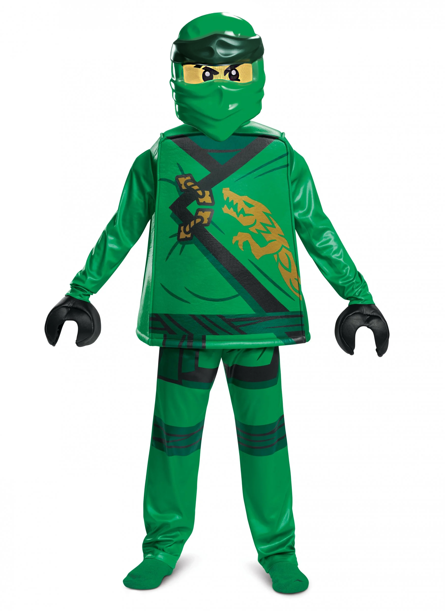 Lloyd-Kostüm für Kinder Lego Ninjago 5-teilig gün-schwarz-gold von KARNEVAL-MEGASTORE