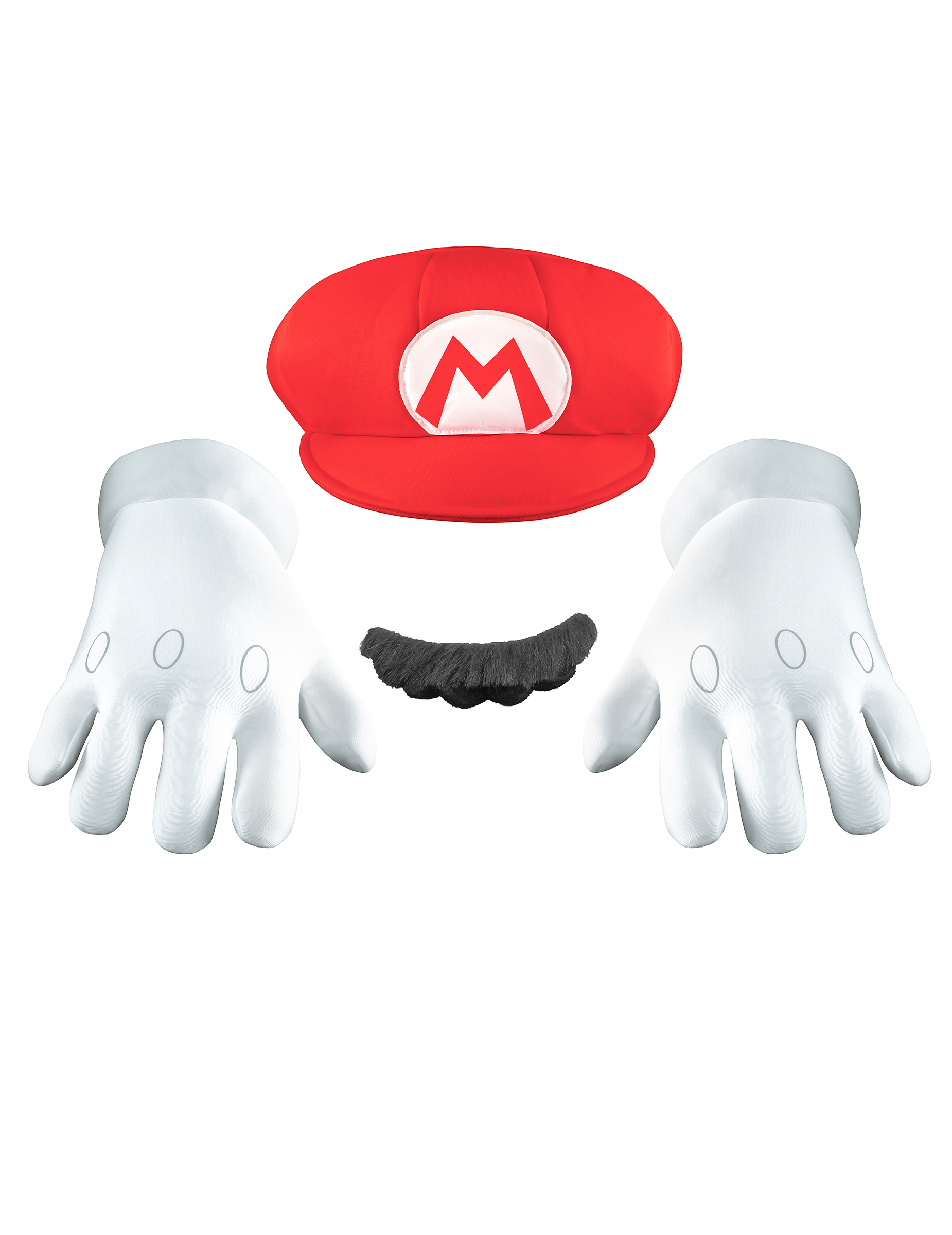 Mario Kinder-Accessoires-Set Super Mario Videospiel weiss-rot-schwarz von KARNEVAL-MEGASTORE