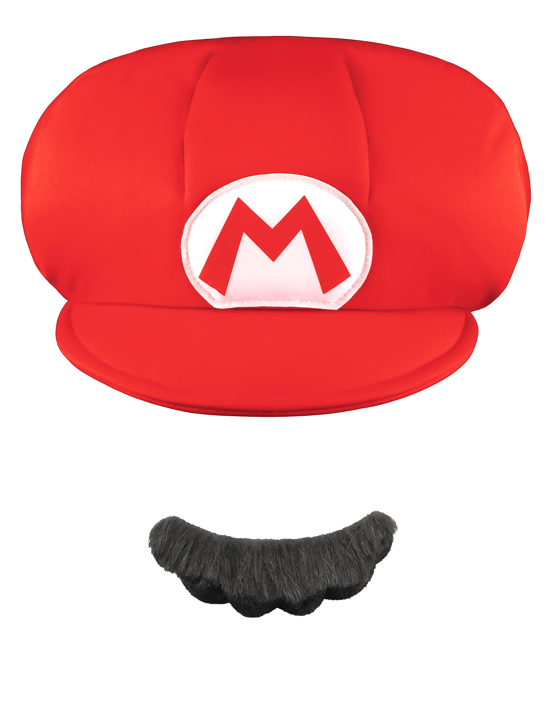Mario Kinder-Set Mütze und Bart Super Mario Videospiel weiss-rot-schwarz von KARNEVAL-MEGASTORE