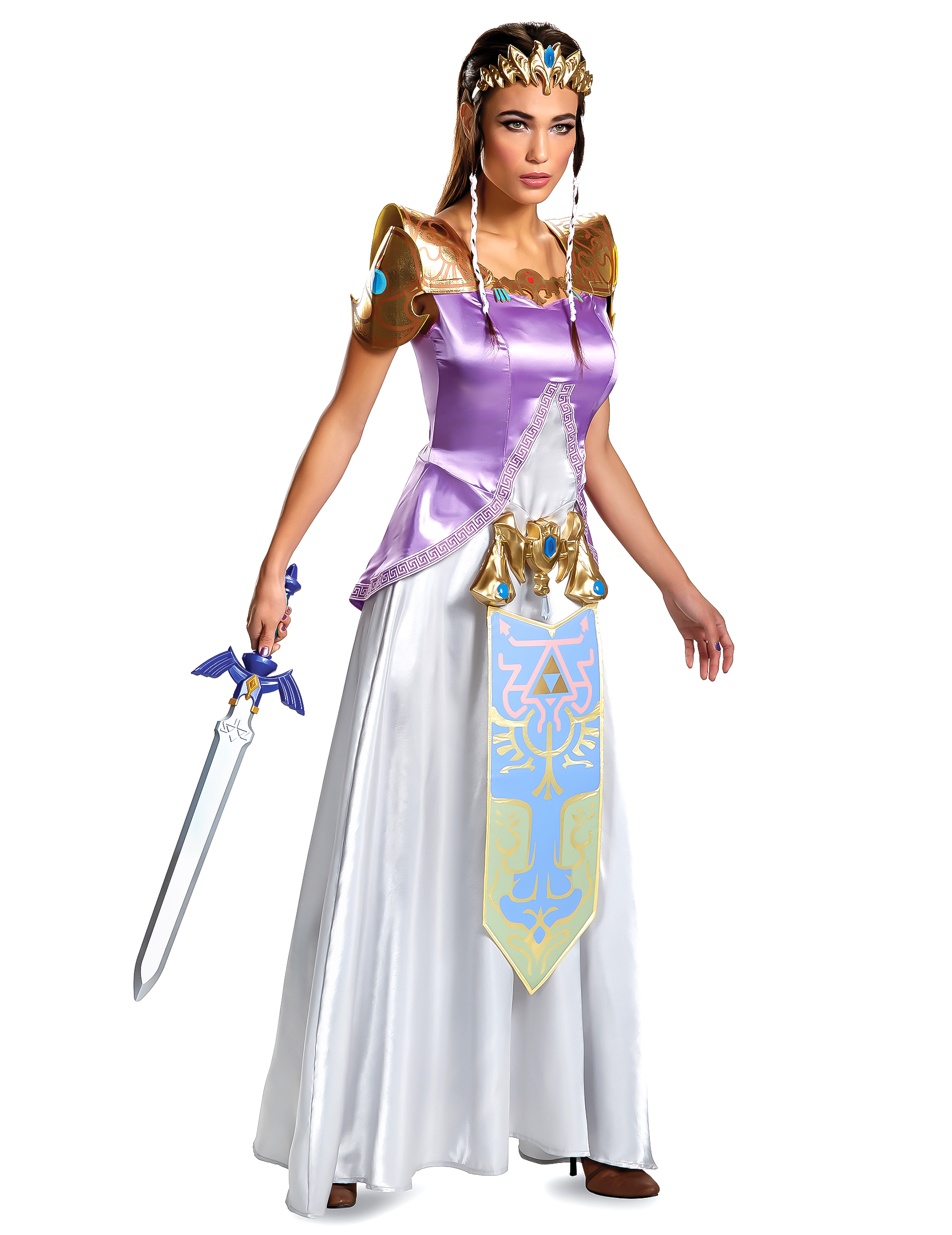 Prinzessin Zelda-Kostüm für Damen Faschingskostüm Deluxe violett-weiss-gold von DISGUISE