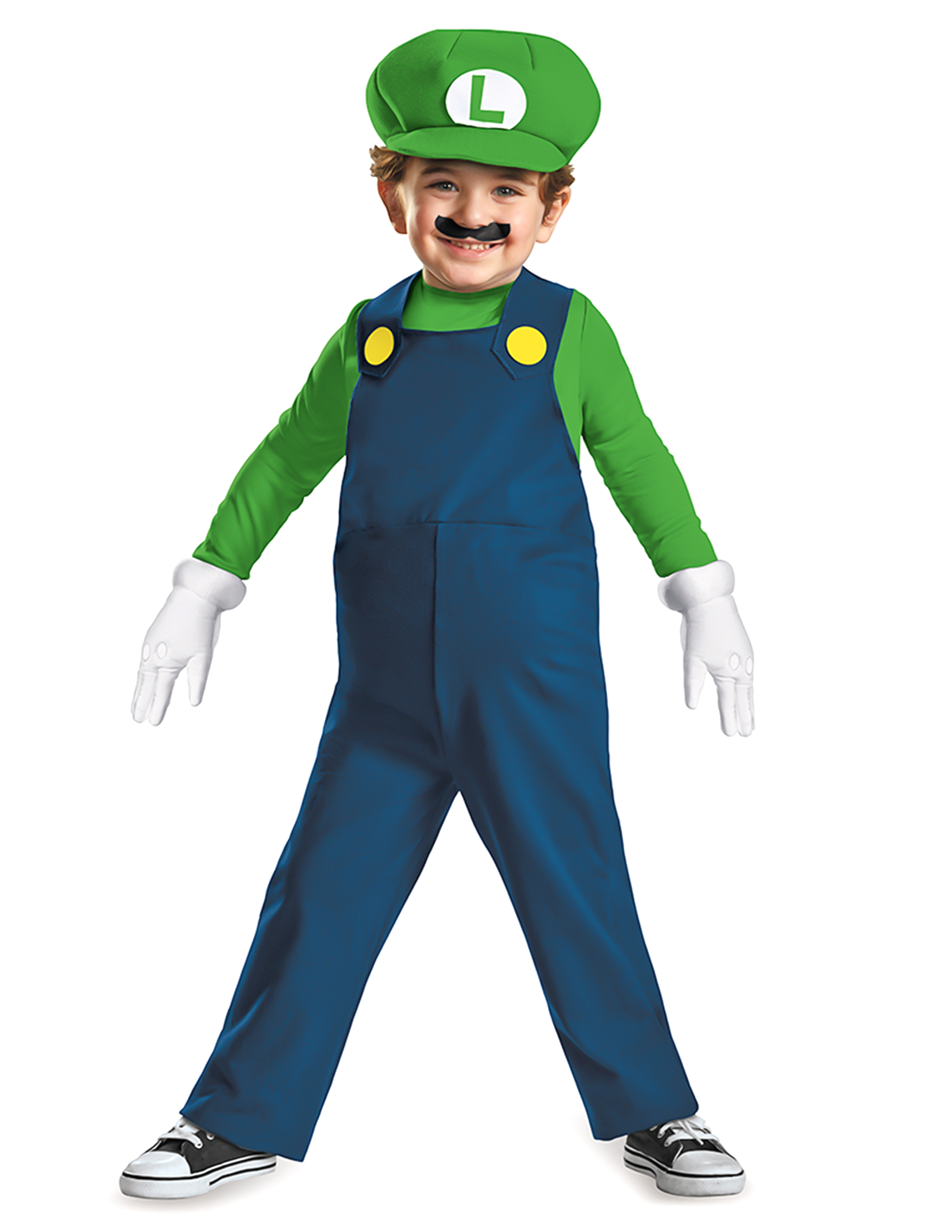 Super Mario Luigi Kinderkostüm Videospiel grün-blau von KARNEVAL-MEGASTORE