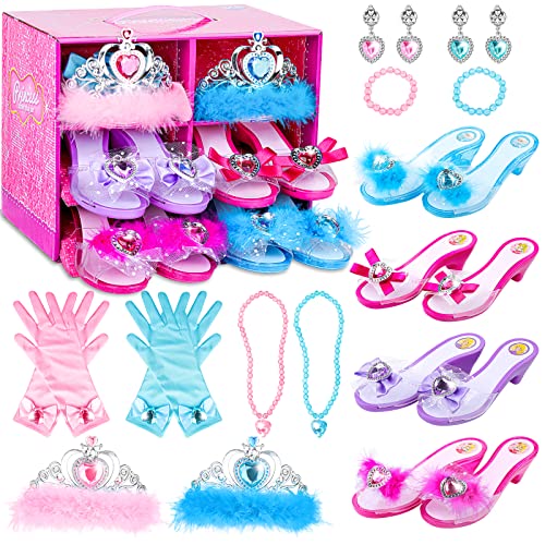 DISHIO Prinzessinnen-Schuhe und Schmuck-Boutique, verbesserte Prinzessinnenschuhe und Zubehör mit 4 Paar Prinzessinnen-Spielschuhen und Schmuck-Set für Kleinkinder, kleine Mädchen im Alter von 3 4 5 6 DISHIO Prinzessinnen-Schuhe und Schmuck-Boutique, verbesserte Prinzessinnenschuhe und Zubehör mit 4 Paar Prinzessinnen-Spielschuhen und Schmuck-Set für Kleinkinder, kleine Mädchen im Alter von 3 4 5 6 von DISHIO