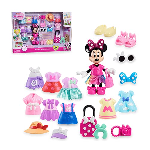 Disney Minnie, 25-teiliges Set, Davon 1 Figur Minnie Maus mit Gelenken, 15 cm, Outfits und Zubehör, Spielzeug für Kinder ab 3 Jahren, Giochi Presziosi, MCN30 von Mickey Mouse