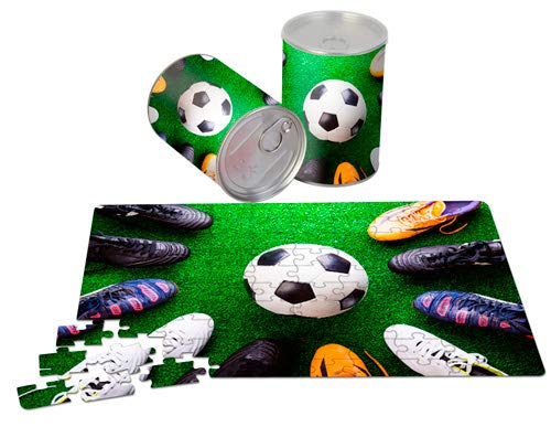 DISOK - Puzzle in Blechdose Fußball Geschenk Originelle Details für die Kleinen am Tag der Kommunion, Party, Geburtstag, Schulen (1) von DISOK