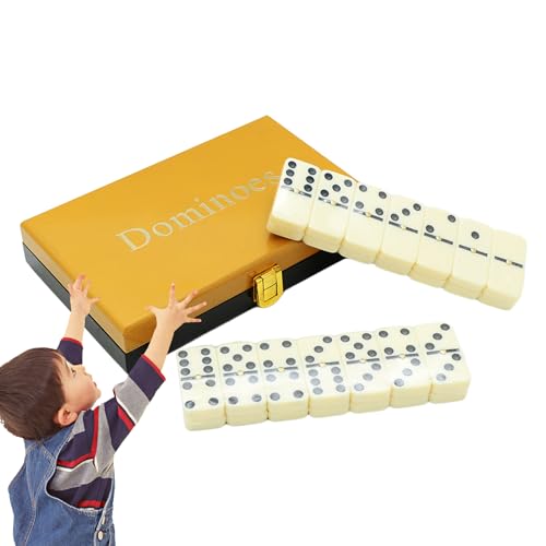 DISPRA Dominosteine für Erwachsene,Dominosteine-Set für Erwachsene, Dominos-Set Brettspiele, Double Six Domino mit Aufbewahrungsbox, 28-teiliges Zahlen-Tischspiel, Gesellschaftsspiele, von DISPRA