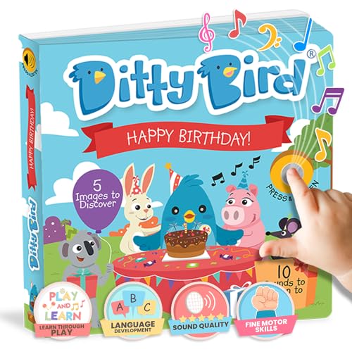 DITTY BIRD Baby Sound Book: Our Interactive First Birthday. Babyspielzeug 10 Sound-Knöpfen mit Sound, Lieder und Musik. Interaktives Liederbuch zum Englisch Lernen bilinguale Kinder ab 1 Jahr. von DITTY BIRD