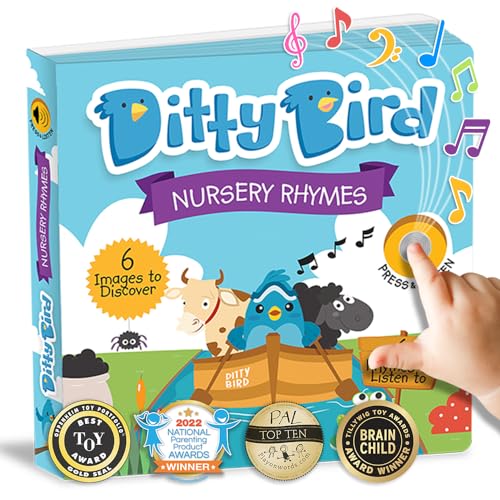Ditty Bird Baby Nursery Rhymes - Babyspielzeug mit 6 Sound-Knöpfen zum Englisch Lernen. Interaktives Liederbuch mit den beliebtesten Songs. Perfekt für bilinguale Kinder ab 1 Jahr. von DITTY BIRD