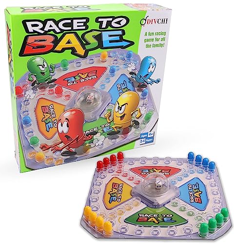 DIVCHI Race To Base Brettspiel für Kinder – Racing und Chasing to Base Spiel, 4 Spieler von DIVCHI