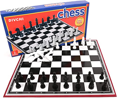 DIVCHI Schachbrett-Set, Spiel, Reiseschachfiguren-Set mit Schachfaltung, tragbares Aufbewahrungsbrett, traditionelles Strategiespiel für Kinder/Kinder/Erwachsene von DIVCHI