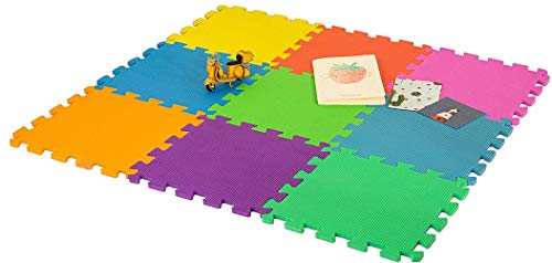 DIVCHI Schaumstoff-Spielmatte, 29 x 29 cm, mehrfarbig, 18 Stück, bequeme, gepolsterte Schaumstoff-Boden-Puzzle-Matte für Kinder und Kleinkinder von DIVCHI