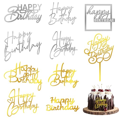 Happy Birthday Tortendeko 10 Stück Gold Silber Cake Topper Happy Birthday Acryl Happy Birthday Geburtstagstorte Deko für Babyparty Jubiläumsfeier Happy Birthday Tortendeko 10 Stück Gold Silber Cake Topper Happy Birthday Acryl Happy Birthday Geburtstagstorte Deko für Babyparty Jubiläumsfeier von DIVINA VITAE