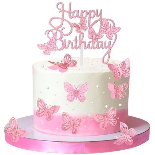 Schmetterlings Tortendeko 13 Stück 3D Schmetterlings Happy Birthday Cake Topper Geburtstag Mädchen Süße Cake Topper Cupcake Topper für Geburtstagsfeier Hochzeits Kuchen Deko Hellrosa Schmetterlings Tortendeko 13 Stück 3D Schmetterlings Happy Birthday Cake Topper Geburtstag Mädchen Süße Cake Topper Cupcake Topper für Geburtstagsfeier Hochzeits Kuchen Deko Hellrosa von DIVINA VITAE