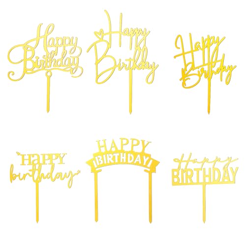 Happy Birthday Tortendeko 6 Stück Gold Cake Topper Geburtstag Kuchen Deko Wiederverwendbarcake Acryl Tortendeko Geburtstag für Geburtstag Party Torten Deko Happy Birthday Tortendeko 6 Stück Gold Cake Topper Geburtstag Kuchen Deko Wiederverwendbarcake Acryl Tortendeko Geburtstag für Geburtstag Party Torten Deko von DIVINA VITAE