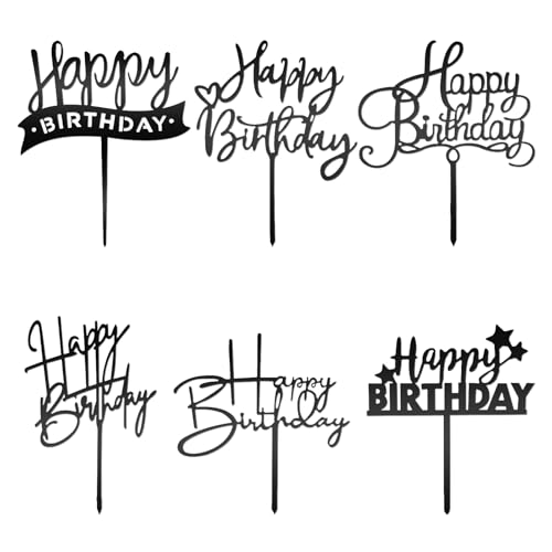 Happy Birthday Tortendeko 6 Stück Schwarz Cake Topper Geburtstag Kuchen Deko Wiederverwendbarcake Acryl Tortendeko für Geburtstag Party Happy Birthday Tortendeko 6 Stück Schwarz Cake Topper Geburtstag Kuchen Deko Wiederverwendbarcake Acryl Tortendeko für Geburtstag Party von DIVINA VITAE
