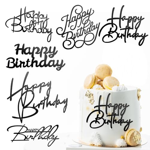Happy Birthday Tortendeko 6 Stück Schwarz Cake Topper Happy Birthday Acryl Happy Birthday Geburtstagstorte Deko für Babyparty Jubiläumsfeier Happy Birthday Tortendeko 6 Stück Schwarz Cake Topper Happy Birthday Acryl Happy Birthday Geburtstagstorte Deko für Babyparty Jubiläumsfeier von DIVINA VITAE