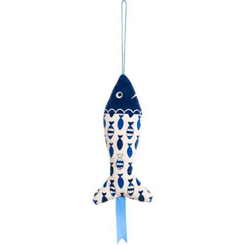 DIVINA Plüschtier Fischchen, Meeresdesign, grün oder blau mit klaren Details, weich und strapazierfähig, mit Kordel und Schleife, Italian Design – Finn – Code Toy 5 (Blau) von DIVINA