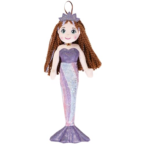 DIVINA Plüschtier Meerjungfrau, Puppe Meerjungfrau aus Plüsch, 35 cm, mit glänzender Krone und glitzerndem Schwanz, MIRA, Italian Design – Code Toy 6 (Violett) von DIVINA
