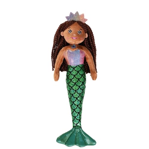 DIVINA Plüschtier Meerjungfrau, Puppe Meerjungfrau aus Plüsch, 35 cm, mit glänzender Krone und glitzerndem Schwanz, MIRA, Italian Design – Code Toy 6 (grün) von DIVINA