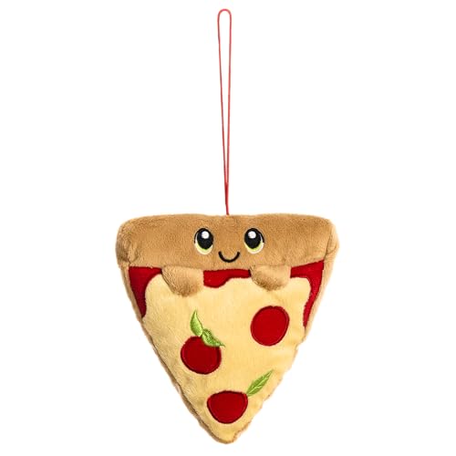 DIVINA Plüschtier Pizzascheibe, Kawaii-Design mit lächelndem Gesicht, weicher Stoff, gestickte Details, mit Kordel zum Aufhängen – TINO, Italian Design – Code Toy 4 von DIVINA
