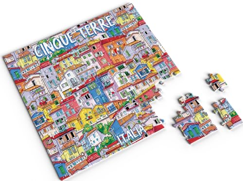 Divina Italian Design, Puzzle mit 100 Teilen, 20 x 20 cm, Souvenir, Kollektion Italien, inspirierende Landschaften, für alle Altersgruppen (Fünf Terre – VAR91#2) von DIVINA
