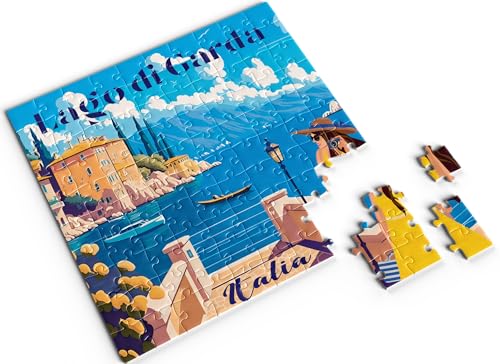 Divina Italian Design, Puzzle mit 100 Teilen, 20 x 20 cm, Souvenir, italienische Kollektion, stimmungsvolle Landschaften, für alle Altersgruppen (Gardasee-Code VAR93#2) von DIVINA
