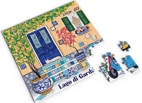 Divina Italian Design, Puzzle mit 100 Teilen, 20 x 20 cm, Souvenir, italienische Kollektion, stimmungsvolle Landschaften, für alle Altersgruppen (Gardasee-Code VAR93#4) von DIVINA