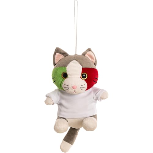 Plüschtier Katze dreifarbig MILO, dekoratives Maskottchen mit weißem T-Shirt, weiches und strapazierfähiges Material, Divina Italian Design, TOY 3 von DIVINA