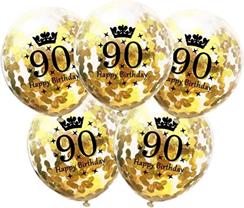 DIWULI Luftballons 90 Geburtstag - Set 5 Stück Gold Deko DIWULI Luftballons 90 Geburtstag - Set 5 Stück Gold Deko von DIWULI
