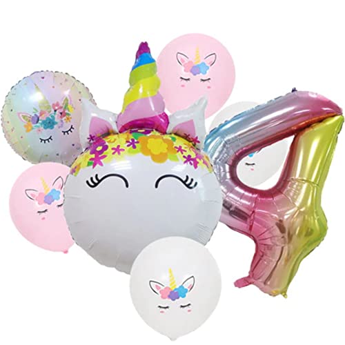 DIWULI Einhorn Deko Kindergeburtstag 4 Jahre - Luftballons DIWULI Einhorn Deko Kindergeburtstag 4 Jahre - Luftballons von DIWULI
