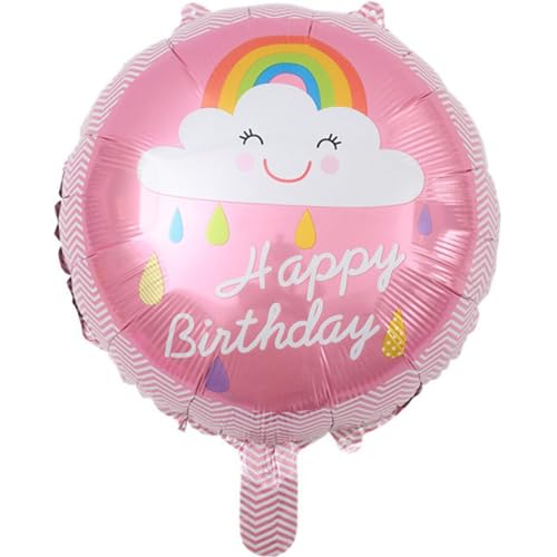 DIWULI, Geburtstags Luftballon Happy Birthday, Folien-Luftballon Wolke und Regenbogen, Geburtstagsballon, rosa Folien-Ballon für Geburtstag, Mädchen Kindergeburtstag Party, Dekoration, Geschenk-Deko von DIWULI