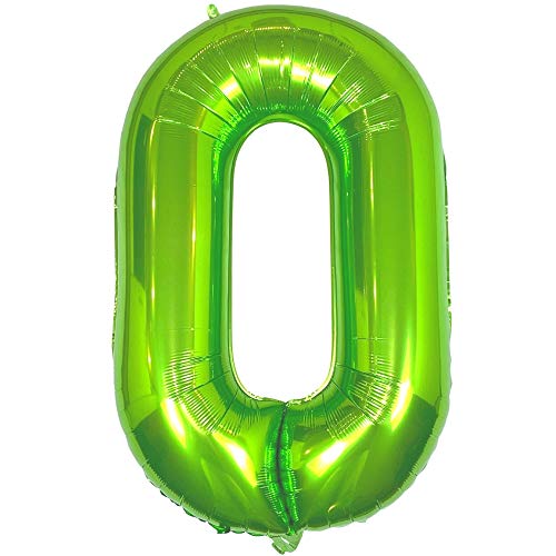 DIWULI Luftballon Geburtstag XXL Grün - Folienballon 0, Zahl 0 Ballon Jahre, Geburtstagsdeko Geburtstag Helium Party-Deko Junge Mädchen, Zahlen-Ballon Dekoration, Zahlen-Luftballon Groß von DIWULI
