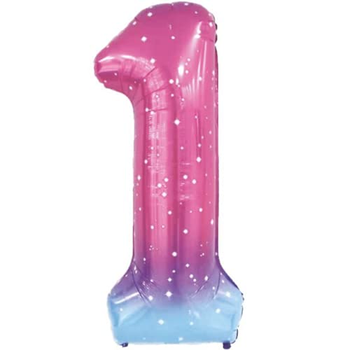 DIWULI XXL Zahlen-Ballon 1 rosa-blau Gradient Geburtstag Deko DIWULI XXL Zahlen-Ballon 1 rosa-blau Gradient Geburtstag Deko von DIWULI