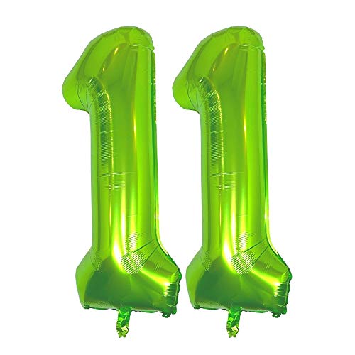 DIWULI Zahlen-Ballons Zahl 11 XXL Grün - zum 11. Geburtstag - tolle Party, Luftballon Dekoration von DIWULI