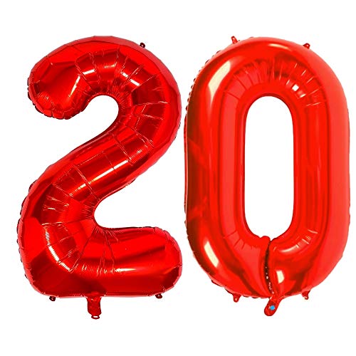 DIWULI Luftballon 20 Geburtstag XXL Rot - Zahl 20 Ballon DIWULI Luftballon 20 Geburtstag XXL Rot - Zahl 20 Ballon von DIWULI