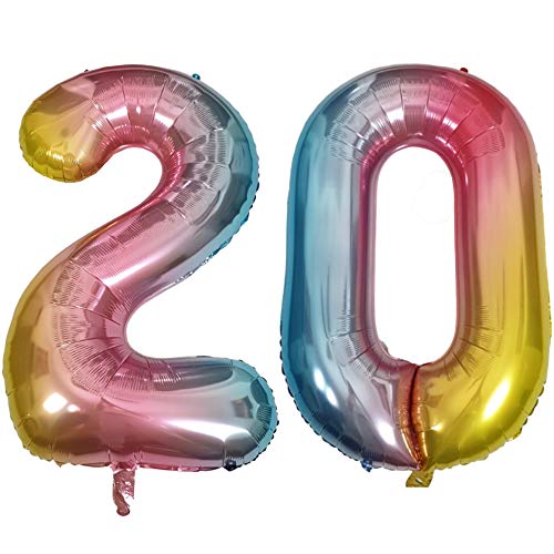 DIWULI Luftballon 20 Geburtstag XXL Rosa Regenbogen - Folienballon 20, Zahl 20 Ballon 20 Jahre, Geburtstagsdeko 20. Geburtstag Party-Deko Junge Mädchen, Zahlen-Ballon Dekoration, Zahlen-Luftballon DIWULI Luftballon 20 Geburtstag XXL Rosa Regenbogen - Folienballon 20, Zahl 20 Ballon 20 Jahre, Geburtstagsdeko 20. Geburtstag Party-Deko Junge Mädchen, Zahlen-Ballon Dekoration, Zahlen-Luftballon von DIWULI