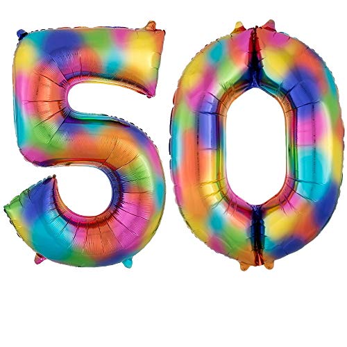 DIWULI Luftballon 50 Geburtstag XXL Bunt Regenbogen Zahl 50 DIWULI Luftballon 50 Geburtstag XXL Bunt Regenbogen Zahl 50 von DIWULI