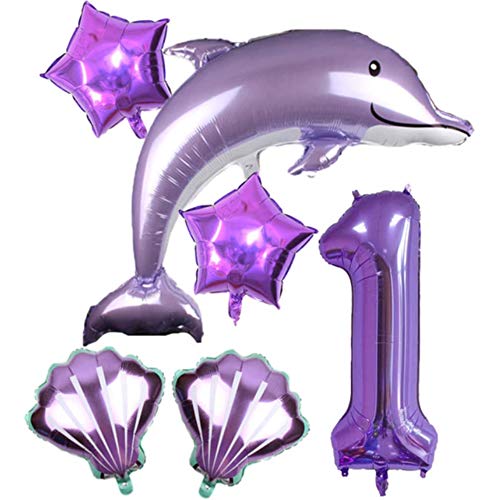 DIWULI Delfin Luftballon Set Zahl 1 - Geburtstag Deko Fisch DIWULI Delfin Luftballon Set Zahl 1 - Geburtstag Deko Fisch von DIWULI
