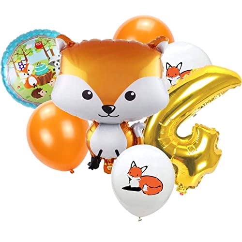 DIWULI Fuchs Luftballon Set 4 Jahre - Waldtiere Geburtstag DIWULI Fuchs Luftballon Set 4 Jahre - Waldtiere Geburtstag von DIWULI