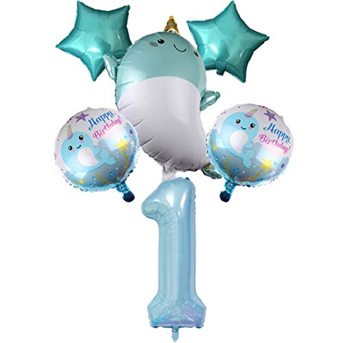 DIWULI Wal Luftballon Set Zahl 1 - Kindergeburtstag Deko DIWULI Wal Luftballon Set Zahl 1 - Kindergeburtstag Deko von DIWULI