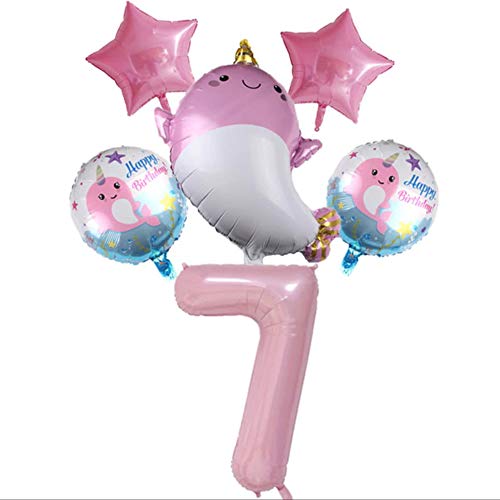DIWULI Wal Luftballon Set XXL Zahl 7 - Kindergeburtstag Deko von DIWULI