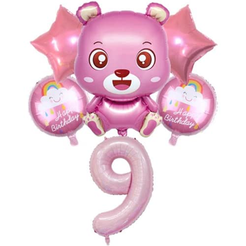 DIWULI, süßes Bär Luftballon Set, XXL Zahl 9 Zahlen-Ballon Rosa, Teddy-Bär, Happy Birthday Regenbogen Folien-Ballons 9. Kinder-Geburtstag Mädchen, Motto-Party, Dekoration, Geschenk-Deko, Ballon-Set DIWULI, süßes Bär Luftballon Set, XXL Zahl 9 Zahlen-Ballon Rosa, Teddy-Bär, Happy Birthday Regenbogen Folien-Ballons 9. Kinder-Geburtstag Mädchen, Motto-Party, Dekoration, Geschenk-Deko, Ballon-Set von DIWULI