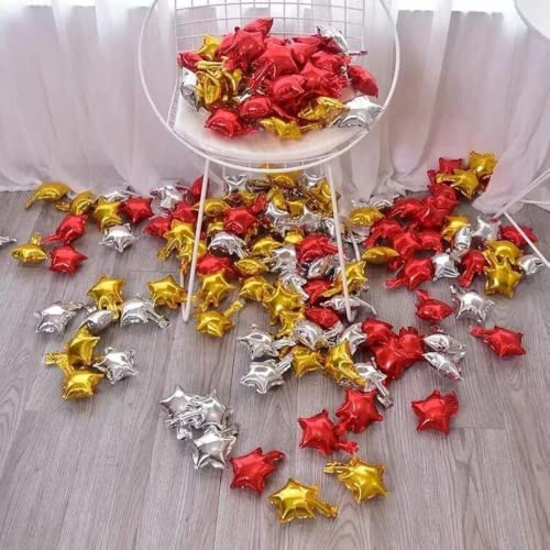 DIWULI 150 Stück Mini-Stern Ballon-Set, Stern-Ballons Gold Silber Rot zum basteln verschönern Luftballons Folien-Luftballon, DIY Folien-Ballon Kinder-Geburtstag, Mädchen Junge Dekoration Geschenk-Deko von DIWULI