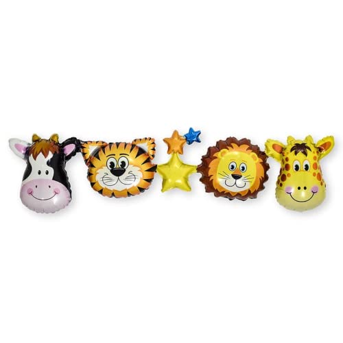 DIWULI Ballon-Kette Tiere, Folien-Ballon Ballon-Girlande, Geburtstagsballon, Folien-Luftballon, Kinder-Geburtstag, Motto-Party, Dekoration, Party-Deko Ballon-Set Löwe Tiger Giraffi Kuh Stern DIWULI Ballon-Kette Tiere, Folien-Ballon Ballon-Girlande, Geburtstagsballon, Folien-Luftballon, Kinder-Geburtstag, Motto-Party, Dekoration, Party-Deko Ballon-Set Löwe Tiger Giraffi Kuh Stern von DIWULI